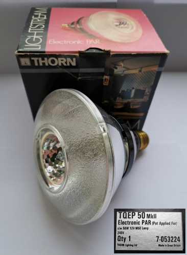 Thorn Lightstream 50w electronic halogen PAR lamp
Until relatively recently, I hadn't even really noticed that the Lighstream was made in both a 35w and a 50w version. Having acquired a 35w version some years ago I recently came across this one and almost passed on the auction until I realised it was of a different wattage.
