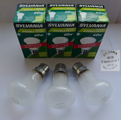 Sylvania 60w double life pearl mushroom lamps
After purchasing a few of these on Ebay recently, I assumed I had already uploaded some examples in my gallery, but looking back it turns out those were 40w and not 60w.
