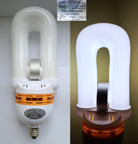 Loxa 60w induction lamp with E27 base
A rather large induction lamp purchased recently - this is the first such lamp I have in my collection. Although this is obviously some no-name thing made 10 to the dozen in China, the build quality is rather good and it feels quite solid. I wonder how it would perform after many hours of operation.
