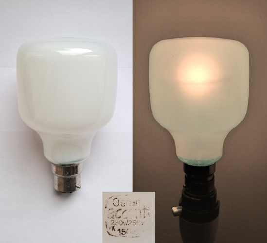 Osram-GEC Accent 150w decorative lamp
At long last - I managed to find an example of one of these for my collection, I previously only had a rather knackered EOL example. These 150w Accents were made in a much larger envelope size than their 40-100w counterparts.
