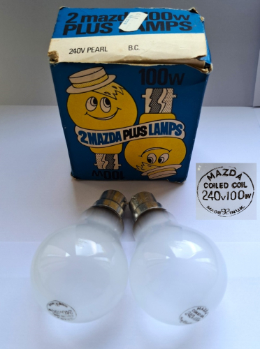 Mazda/Thorn 100w "Plus Lamps"
Some rather nice (and amusing!) lamps from the late 1970s - still brand new, in their box, all these years later!
