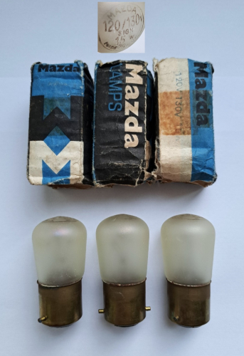 Mazda/Thorn 120v-130v frosted pygmy lamps
Some unusually-rated little pygmy bulbs I managed to find recently, I'm not sure where these would have been used, but they would work fine on American mains voltage.. If B22 lamp bases were a thing over there!
