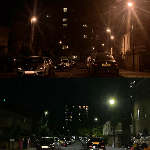 Before and After…
A couple years ago, the columns around this area were replaced with new ALC conical columns, however this one street near my cousin’s house haven’t had their 60w CosmoPolis Urbis ZXU1s swapped with LED prior to the column replacement scheme. As a result, the lanterns were simply fitted to the new columns which was rather unusual but great to see! Sadly though, just only a couple years later, the lanterns were finally replaced with TRT Aspect Minis. It turns out swapping the previous lanterns over to the new columns was a temporary arrangement then.


