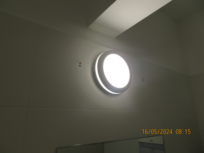 New LED fixture above the mirror at the public toilets of the medical storage
This is [url=http://80.229.24.59:9232/gallery/displayimage.php?pid=20754] this fixture [/url].
The former LED fixture stopped working completely.
