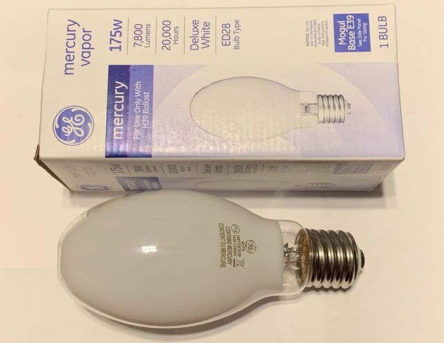 GE 175W DX MV
Purchased new at Lowe’s around 2020.
Keywords: MV;HBF